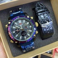 นาฬิกาแบรนด์ Dziner รุ่นสองระบบ งานแท้กันน้ำ ตั้งปลุก จับเวลา มีไฟ LED พร้อมกล่องแบรนด์