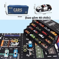 48 Chiếc Hợp Kim Kim Loại Xe Ô Tô Đồ Chơi Bộ Lò Xo Gió Hộp Đựng Xe Tải Bãi Đậu Xe Mô Hình Sưu Tập Mô