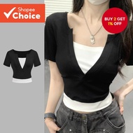 Casual T-Shirt Fake 2 In 1 Summer/Spring T-Shirt for Women L129ED337