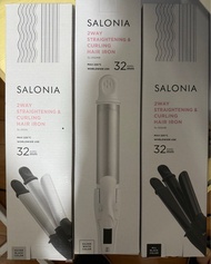 現貨【全新 銀黑/銀白/全黑 】日本 直髮/曲髮兩用夾 Salonia 電捲棒 捲髮棒 夾髮器 捲直兩用夾 32mm 2-way 限定日本Salonia-32mm 2用曲髮+直髮電髮棒
