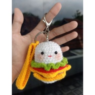 GANTUNGAN BURGER KEYCHAIN | Character Keychain | Knitted Keychain
