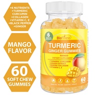 Biofinest Turmeric Ginger Gummy Supplement - Marine Collagen Vitamin C E Heart Brain Joint Immune Di