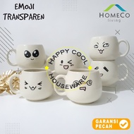 HOMECO 1pcs Mug 13oz Pear Emoji Japanese Collection Transparent Emoji Glass