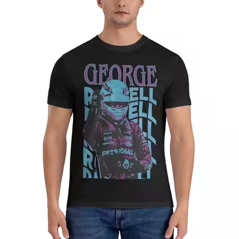 George Russell So Cool T Shirts Men Pure Cotton Novelty T-Shirt Crew Neck F1 Tee Shirt Short Sleeve 