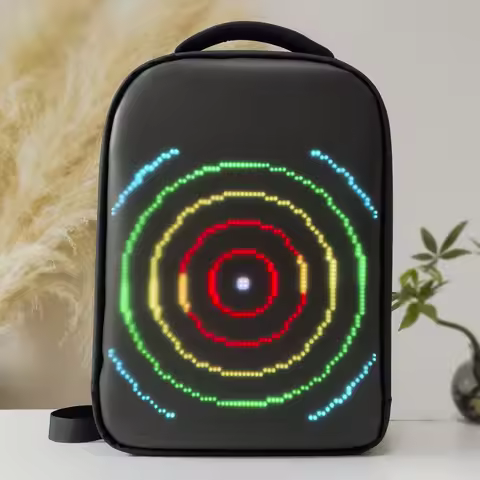 Fashion LED Backpack With Digital Screen Remote Control Photo Rucksack Bag Back Laptop 15.4 Inch For