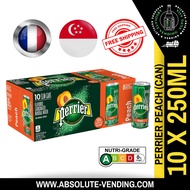 [SINGLE PACK] PERRIER PEACH Sparkling Mineral Water 250ML X 10 (CANS) - FREE DELIVERY within 3 working days!