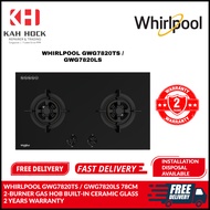 WHIRLPOOL GWG7820TS / GWG7820LS 78CM 2-BURNER GAS HOB BUILT-IN CERAMIC GLASS 2 YEARS WARRANTY