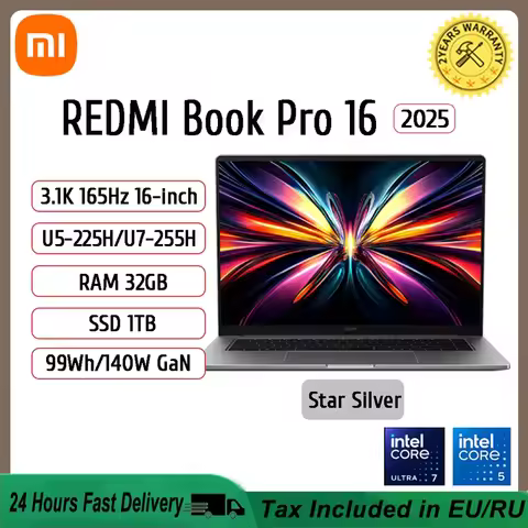 2025 Xiaomi REDMI Book Pro 16 Laptop Ultra 7 255H/Ultra 5225H Intel Arc Graphics 32GB LPDDR5X 1T SSD