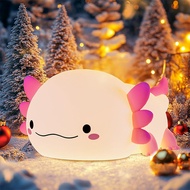 Cute Axolotl Night Light Silicone Nursery Sleeping Lamp Touch Control Nightlights USB Rechargeable T