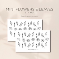 Monochrome Flowers & Leaves Element Sticker