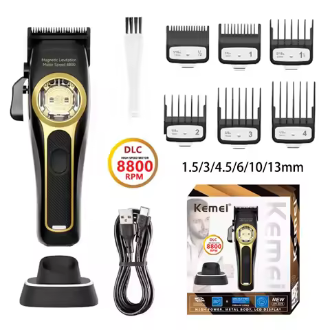 Kemei KM-2373 Professional Hair Clipper Magnetic Levitation Motor 8800 Rpm Hair Trimmer Charging Bas