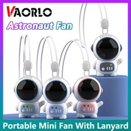 VAORLO Cartoon Astronaut Neck Hanging Fan Keychain Pendant Space USB Rechargeable Portable Mini Fan 