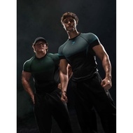 Gymshark onyx5.0 Short-Sleeved Seamless New Color Men's Tights Sports Fitness Training Suit Stretch 