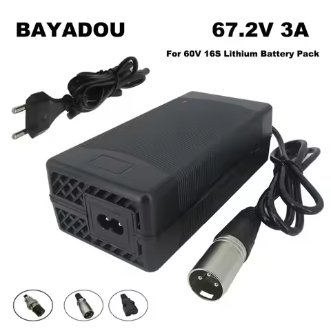 67.2V 3A Li-ion Charger 16S 60V 60 Volt 10AH 20AH Lithium Battery Chargers T/PC/IEC 3Pin Connector W