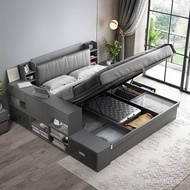 Nordic multifunctional high box storage bed with a simple size of 1.8 meters, 1.2 meters, master bed