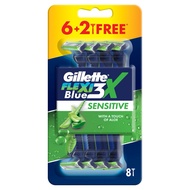 Gillette Blue 3 Sensitive Disposable Razors 8 counts Gillette Shaver