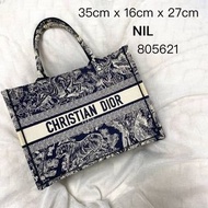 Christian Dior Book Tote Bag Navy Oblique Canvas