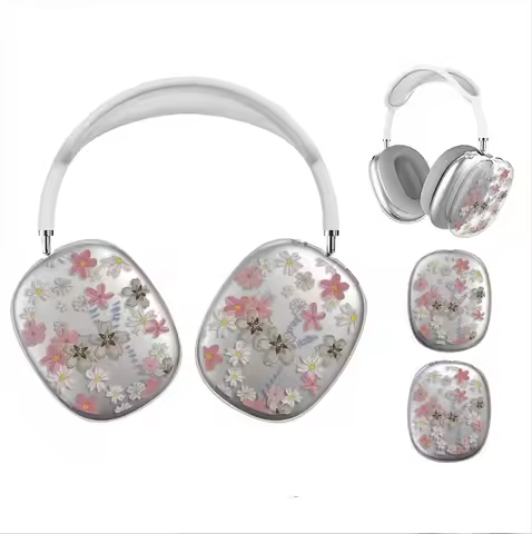Greyish-white flowers Earphone case protective cover for Apple Airpods Max Girls Apple Headphone Air