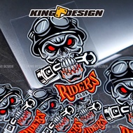 Ready Stock Mechanical Hell Skull Sticker Motorcycle Locomotive Rider Sticker Rider Club Fleet Logo 