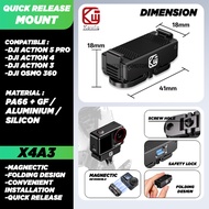 Kewig X5 X4 Quick Release Action Camera Mount Adapter Magnetic Insta360 X5 X4 X4 Air DJI Action 6 5