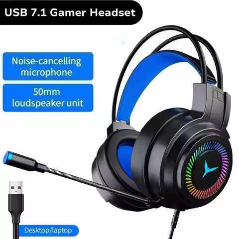 Professional 7.1 Channel Computer Headset with Microphone G58 Wired Stereo Gaming Headphone Cool RGB
