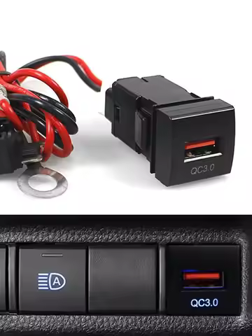 YSY 1pcs QC3.0 USB Fast Charging Interface Socket Voltage Display Charger For Toyota Camry Carola TS