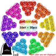 TEMU 30pcs High- Acrylic Colored Dot Dice With 3 Storage Bags - 14mm D4, D8, D10, D12, D20 Tabletop 