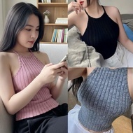 LOKAA AK774 LOKAA AK774 pink gray and black faux fur crop top