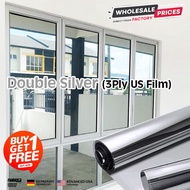 US Tinted Double Silver Tinted Rumah #BELI 1 ROLL#PERCUMA 1 ROLL#PERCUMA ALAT PEMASANGAN 3Ply US Fil