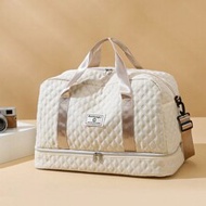 Solid Color Unisex Travel Luggage Zipper Tote Bag, Multifunctional With Independent Shoe Compartment