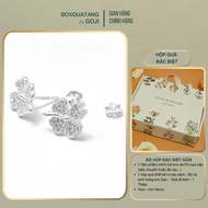 Women's 4-leaf clover silver earrings studded with lucky stones in real silver - GOJI silver