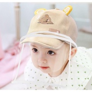◄◑(Melaka seller) Baby Infant Hat Cover Safety cap Detachable face shield for baby 0-24msize adjustable 44-52cm 宝宝防飞沫帽子