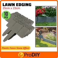 Home Garden Edging Plastic Fence Stone Effect 10pcs Lawn Yard Flower Plant Border Pagar Plastik Semp