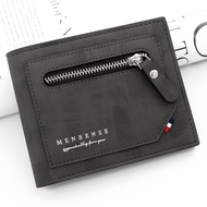 [Cc wallet] Men 39;s wallet Fashion pu leather stitching design wallet Zipper coin pocket Tri fold short brand wallet Men 39;s business wallet