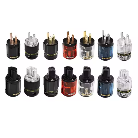 One Pair Hot Selling Oyaide HIFI P-320/C-320 Copper US Version Schuko AC Power Plug Ver IEC Connecto