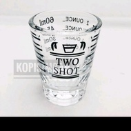 Gelas Kopi Kaca Bulat Borosilicate Ukuran Double Shot Espresso Unik Kapasitas 60ML Gelas Takar Ukur