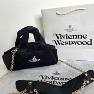 💎誠信賣家💎 Vivienne Westwood 迷你黑色絲絨保齡球袋