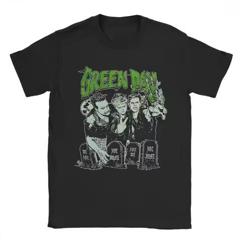 Men GD Zombies Green Of Day T Shirts 100% Cotton Clothing Casual Short Sleeve Crewneck Tee Shirt Gif