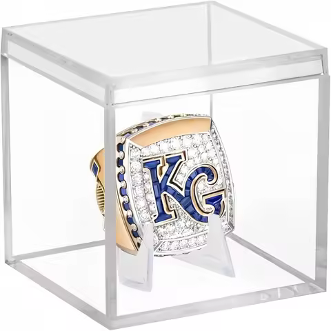 Clear Acrylic Championship Ring Display Case Cube Holder Dust Protection Transparent Storage Box for