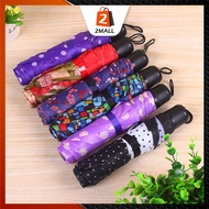 2MALL Tri-fold Umbrella Sunshade Folding Sun Rain Umbrella Short Handle Printing Super Mini 3 Fold U