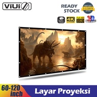VIUIO 60/100/120 Inch Tirai Proyektor 16: 9 Layar Proyektor Polyester