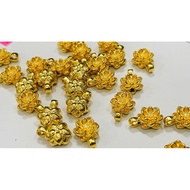 Hanging lotus gold Charm size 10mm standard AU 9999 - KJ - KENT JEWELRY