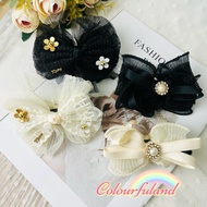 ‼️READY STOCK‼️(B86) Premium Quality Elegant Mesh Ruffles Ribbon 9.5cm Banana Hair Clip/ Korea Fashi