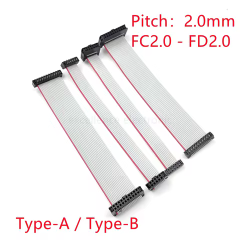 1pcs 2.0mm Pitch IDC FC Female To FD Male Connector 10/14/16/20/26/30/34/40 Pins 10/20/30-100CM Flat