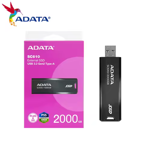 ADATA SC610 SSD USB3.2 Gen2 x2 interface Type A External SSD 500GB 1000GB 2000GB USB Flash Drive for