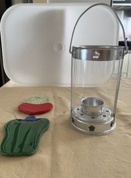 IKEA drink coaster 杯墊 stoneware 粗陶器, IKEA lantern for tea light candle holder 玻璃蠟燭燈