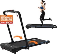 RunMaster 2 in 1 Folding Treadmill - Portable, Space-Saving, 2.5HP Under Desk Electric Treadmill with Foldable Handle, Bluetooth, Large Belt for Walking and Jogging, 12 Exercise Programs - Black