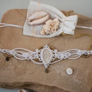 白色珊瑚石飾、白色流蘇項鍊、波希米亞珠寶