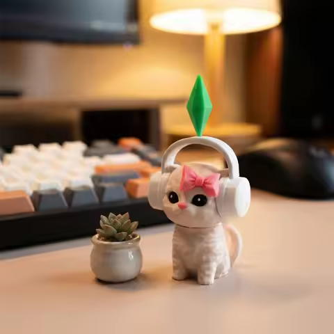 Cute Plumbob Dancing Cat Car Accessory The Sims Inspired Cat Figurine Ornament Creative Dashboard De