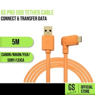 GS Pro USB Tether Cable - Connect & Transfer Data for Canon/Nikon/Fuji/Sony/Leica (5M) | Fast Transf